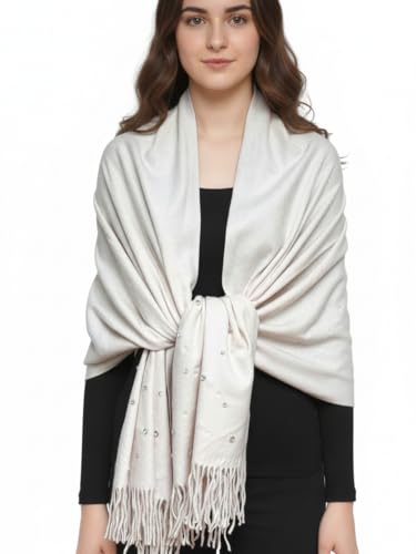 20% Lana, 80% Viscosa Van Der Rich® - Sciarpe e Châles con Strass per Abiti da Sera - Donna (3-Bianco)
