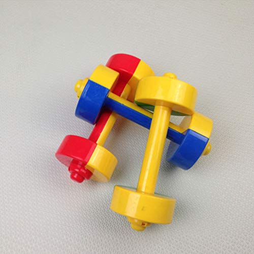 TOYANDONA 1 Pair Kids Dumbbells Toy Plastic Hand Barbells Gym Morning Exercise Fitness Sport Toy Pet Chew Toy For Children Toddlers (Red+Yellow) - Image 3