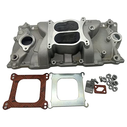 Colector de admisión SHLPDFM de aluminio satinado 180° ideal para restaurar tu Chevy SBC