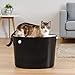 IRIS USA Cat Litter Box, Top Entry Litter Box with Scoop, Black & White, Large