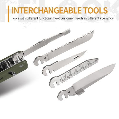 Image of ROXON S503G 9 in 1 Mini Multi Tool EDC Pocket Knife Multitool with G10 Handle,Scissors,Screwdriver,Threader,Awl, Flat Screwdriver,Ruler,Tweezers for Outdoors Fishing Camping,Gifts for Men (Green)