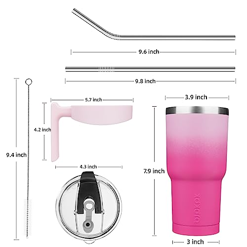 Image of BJPKPK 30 oz Tumbler with Handle & Straw, Insulated Stainless Steel Mug