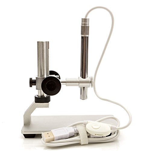 Opti-Tekscope Digital USB Microscope Camera- Advanced CMOS Sensor, True High Definition Macro 200x Zoom Imaging –1600 x 1200, Video, Superior Industrial Quality Base, 8 LED, Windows Mac Linux Chrome!