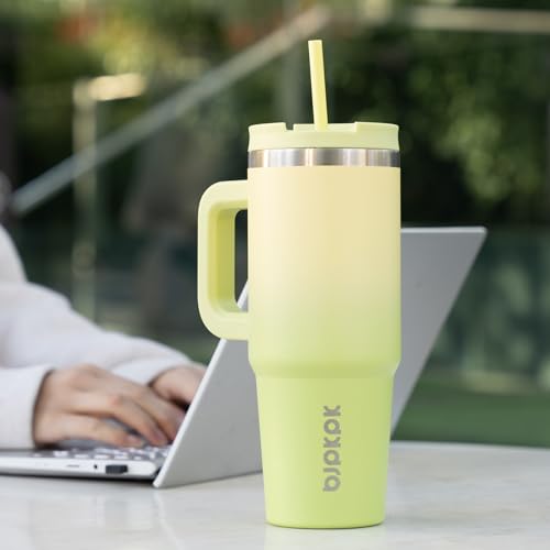 Image of BJPKPK Tumbler With Handle 30 oz Stainless Steel Insulated Tumbler With Lid And Straw For Water Or Ice Coffee,Modern Blue
