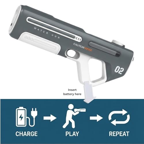 Image of Crackles Automatic Electric Water Gun for Kids & Adults | Rechargeable Auto Suction Self-Filling Water Blaster | Continuous Shooting High Power Long Range Squirt Gun for Holi, Pool & Outdoor Fun