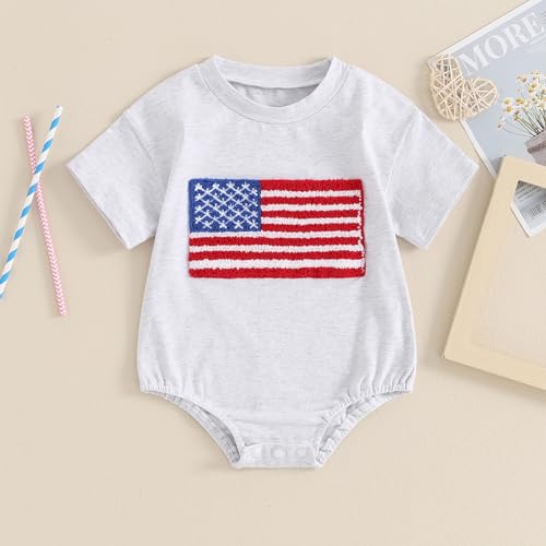Newborn Infant Baby Girl Boy 4th of July Bubble Romper USA Letter Print Onesie Fourth of July Jumpsuit Outfits2