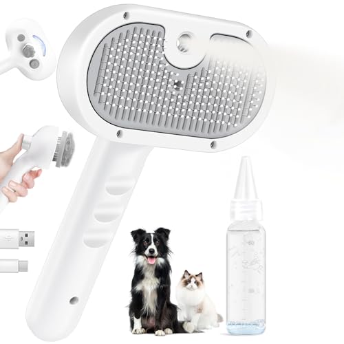 Image of Pet Steam Brush Dog Cat 2026 New Grooming Comb for Shedding, Floating Hair, Smooth & Detangling, Gentle Cool Mist Softens Hair Reduces Static Helps Pets Who Dislike Bathing