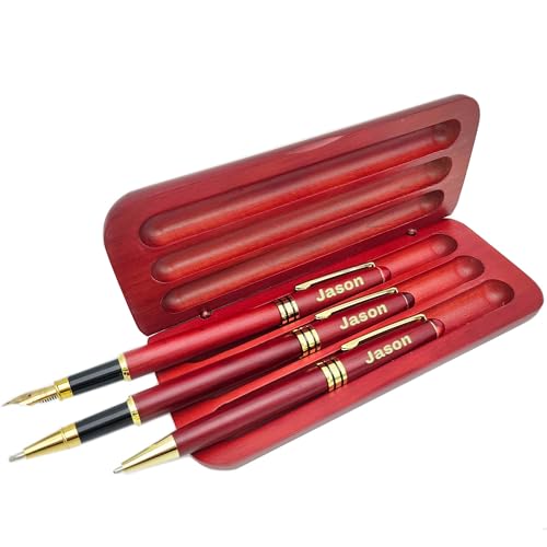 Blireana Customized Wooden Ballpoint Pen Gift Set with Name, Personalized