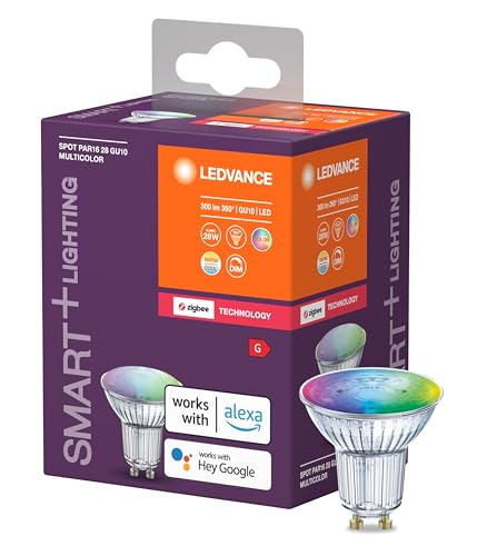 LEDVANCE Lámpara Smart+ con tecnología ZigBee, 4,9W, PAR16, color de luz RGBW ajustable, base GU10, 1 paquete