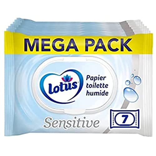 Lotus Papier Toilette Humide Sensitive - Sans colorant, ni parfum - Fibres FSC 100 % d’origine naturelle - 294 feuilles 42 unités (Lot de 7)
