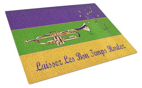 Caroline's Treasures 8382LCB Mardi Gras Glass Cutting Board Large Decorative Tempered Glass Kitchen Cutting and Serving Board Large Size Chopping Board