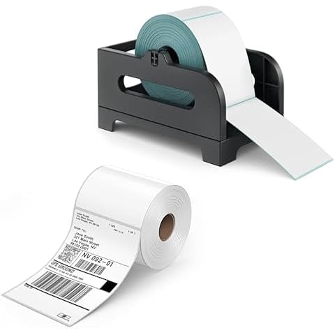 Rollo 500 Pack of 4x6 Thermal Labels and Label Holder Bundle - 4x6 Shipping Labels with Thermal Label Holder for Stack or Rolls Cover
