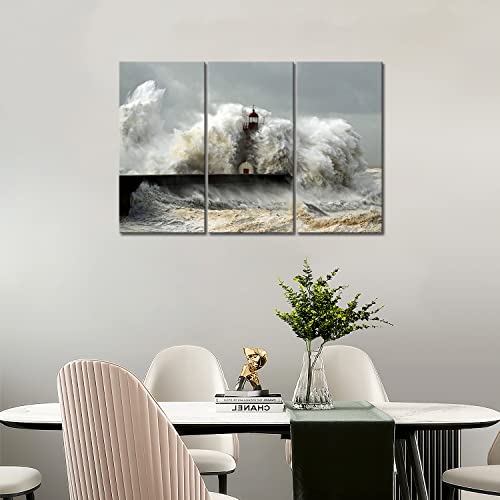 Lighthouse In The Waves Of The Sea Wall Art Painting The Picture Print On Canvas Seascape Pictures For Home Decor Decoration Gift #TOP5