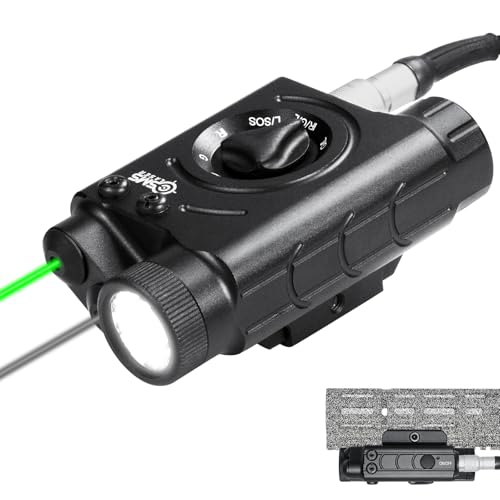 XYH-Win 1200 Lumens Tactical Laser Light Combo for Rifle Weapon Light + Green Laser + IR Laser Compatible with Picatinny/M-LOK Rails 3-Level Light Brightness Flashlight with Remote Pressure Switch