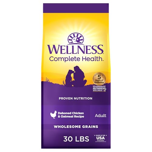 Wellness Complete Health Dry Dog Food with Grains, Made in USA with Real Meat & Natural Ingredients,...