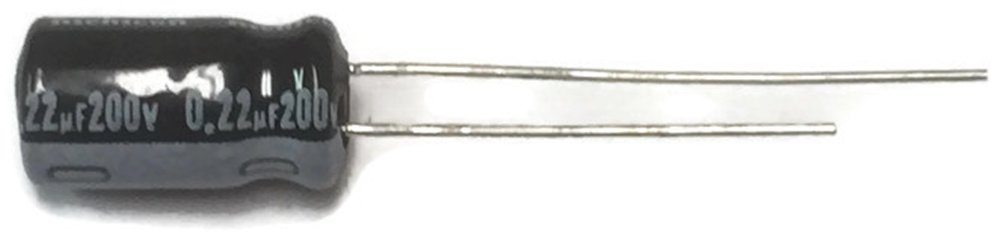 Set of 10 Nichicon 105°C Electrolytic Capacitor 0.22uF 200V (0.22 mfd 200V) 20% Radial, 3/16"x 1/2" (5x12mm)