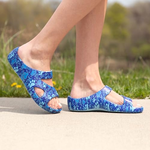 Image of GreaterGood Positively Inspired Womens Slide Sandals Lightweight Cushioned Slip On Comfortable Shower Shoes Quick Dry Durable, Beach, Pool, Travel, Walking Casual Slides Footwear