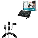 BoxWave Cable Compatible with PenPower SHARMGK2EN (10 in) - AllCharge 3-in-1 Cable - Jet Black