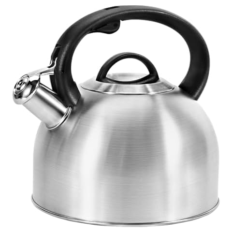 GGC Whistling Stove Top Tea Kettles, 304 Stainless Steel Tea Kettles with Anti-Heat Handle, 2.7QT/3L Tea Pot for Boiling Water, Coffee or Milk Cover