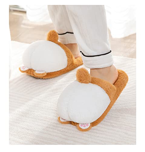 Women Fuzzy Corgi Slippers Non-Slip Novelty Plush Animal Slippers Warm Comfy Bedroom House Shoes Gift2