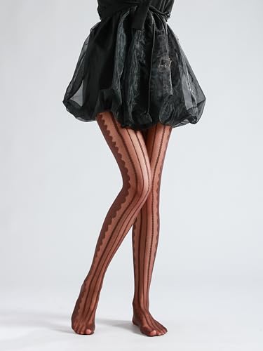Image of Sahabowi Women Tights, Sheer High Waist Pantyhose, Vintage Control Top Stockings, Siwa7