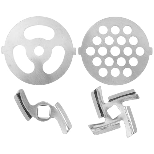 Didiseaon Juego de 4 Piezas de Cortadores y Placas para Picadora de Carne, Acero Inoxidable y Hierro, Repuesto para Picadora Eléctrica, Accesorios de Cocina para Procesamiento de Carne