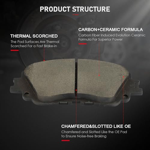 Image of cciyu D2076 Front Ceramic Brake Pads For Lexus ES250 21-22 /For ES300h 20 /For ES350 19-22 /For UX200 19-22 /For UX250h 19-22,For Toyota Avalon 19-22 /For Camry 18-22 /For C-HR 20-21 /For Corolla Cross 22