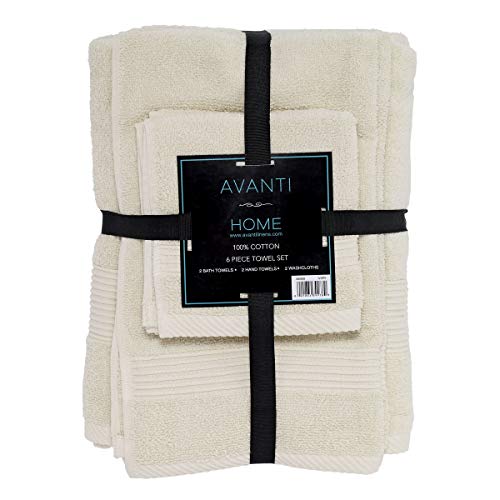 Avanti Linens - 6Pc Towel Set, Soft & Absorbent Cotton Towels (Designer Solid Collection, Ivory) #TOP3