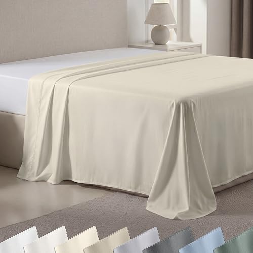 California Design Den 100% Cotton Flat Sheet - 600 Thread Count, Sateen Sheets, Soft & Crisp, Breathable, Top Sheet Only, Premium Twin Bed Sheets, 1 Piece Flat Sheet - Cream (Warm Ivory)