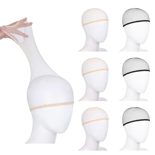 6 Stk Haarnetz Nylon Wig Cap,Netz Perückennetz,Haarnetz für Perücken,Perückennetz Unterziehhaube,Dehnbare Atmungsaktive Perücke Kappen,Elastische Perückenkappe,Perücken Zubehör für Alltagsperücken