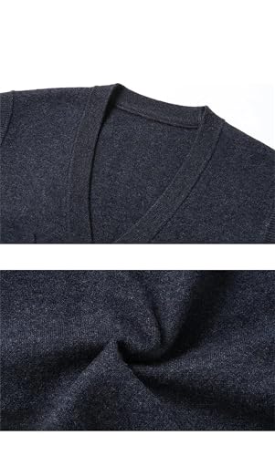 Men's Sleeveless Sweater Vest Fashion Solid Color V-Neck Button Down Knitted Cardigan Vest4