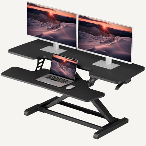 SANODESK 42" Dual-Monitor Spring-Assist Standing Desk Converter