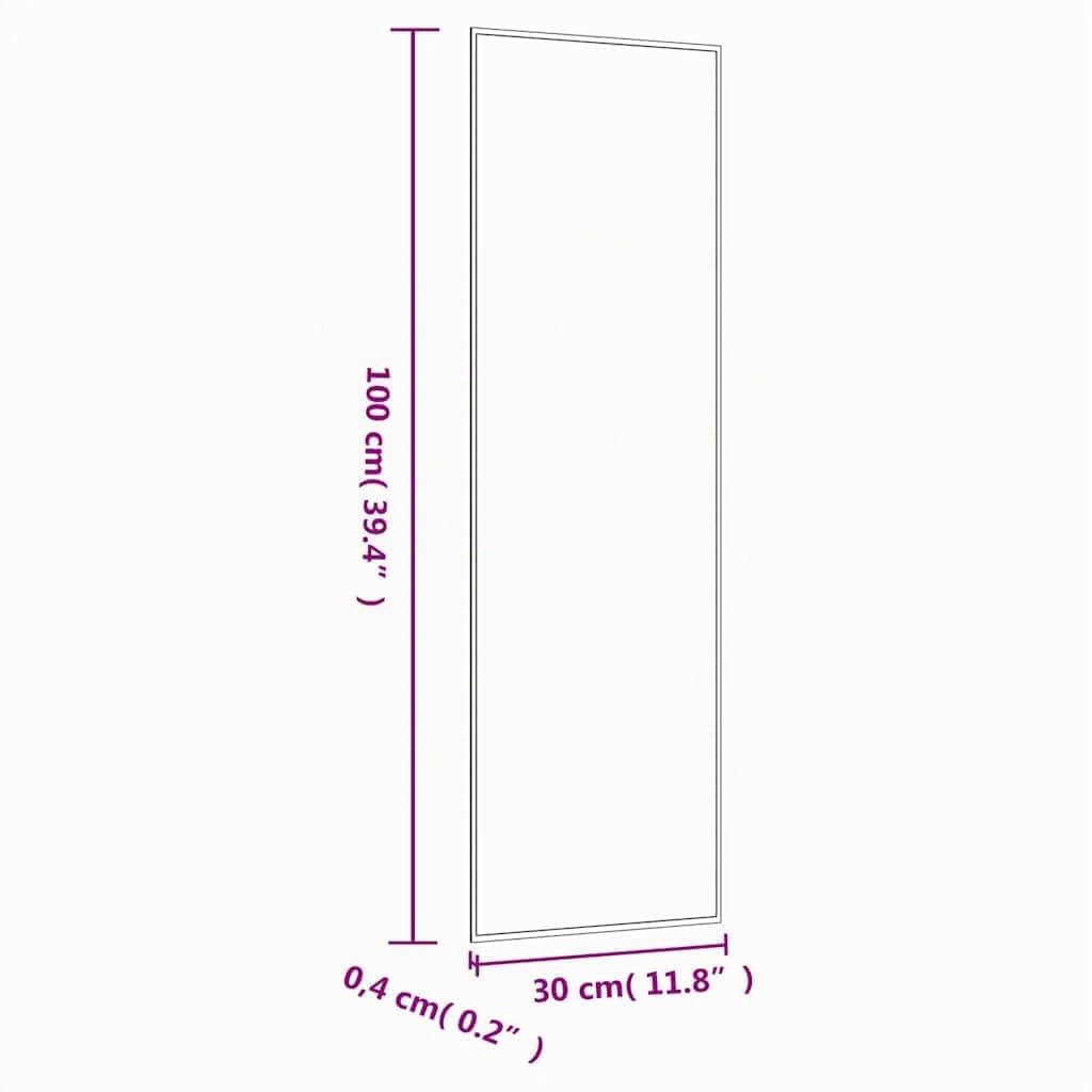 vidaXL Specchio da Parete 30x100 cm Vetro Rettangolare
