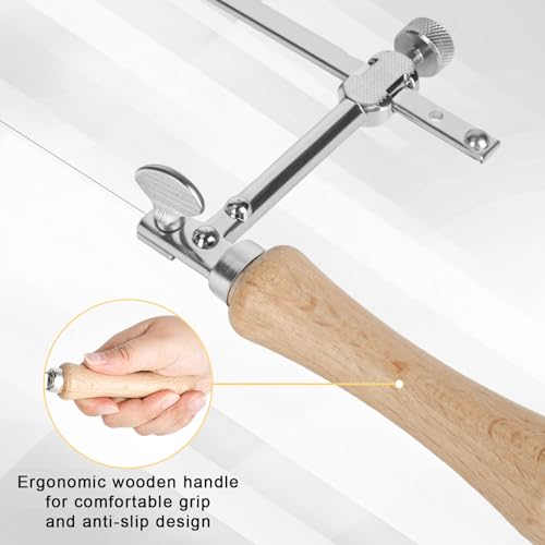 Juweliersäge Verstellbare Laubsäge mit 12 Laubsägeblätter, Drahtsäge Dekupiersäge Metallsäge Bogensäge Schmucksäge für Holz Holzbearbeitung Glas Metall