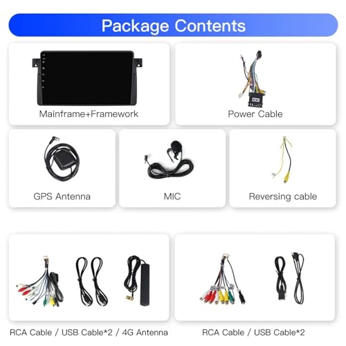 Autoradio Android 14 Double DIN écran tactile 9 pouces avec lecteur DVD E46