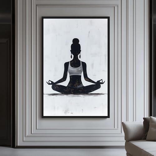 Tableau d'art zen femme noire en méditation pour créer un espace de sérénité chez soi