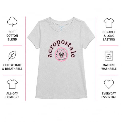 Image of Girls T-Shirts, Soft Cotton Blend Short Sleeve Crewneck Logo Tee (7-16) | Breathable Everyday Feel, Fun Graphic Personality, Pairs with Jeans, Skirts & Leggings for School, Play & Weekends