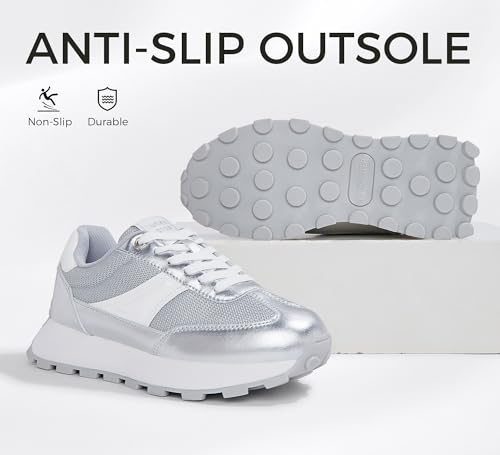 LUCKY STEP Women's Platform Retro Sneakers Classic Trainers Casual Footwear Tennis Running Chunky Lace-up Stylish Walking Shoes2