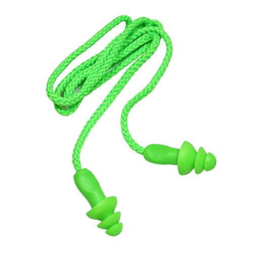 Image of 25 Pairs Corded Ear Plugs Soft Silicone Reusable Earplugs Noise Cancelling for Hearing Protection, Sleeping (Green)
