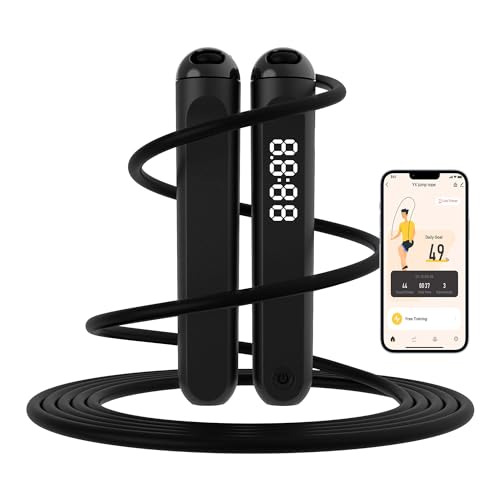 Jump Rope, Tangle free rapid speed jump ropes with counter for fitness for women,Skipping rope with app for fitness men, women’s home exercise, workout, fitness gifts for adults, Kids