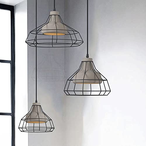 Lampe suspendue en ciment d'art de fer au design géométrique intemporel