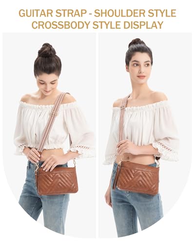 BAVERGE Small Crossbody Bags for Women Leather Wristlet Clutch Mini Purse Wallet with Card Slots 2 Adjustable Shoulder Straps2