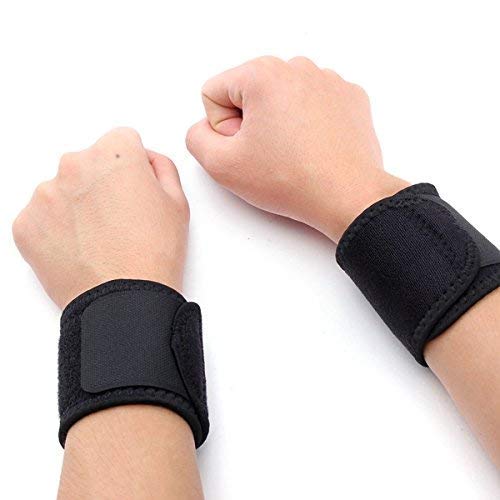 JUST RIDER Adjustable Neoprene Wrist Support Compression Wrap, Sports Brace/Bands Protector- Gym, Cross, Fitness, Training, Volleyball Badminton Tennis Basketball – One Size Fits All(Pack of 2)