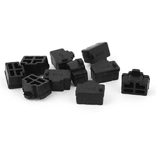 eDealMax Ethernet Port Hub RJ45 del polvo Anti cubierta del casquillo Protector del conector 10Pcs Negro