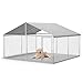 Large Outdoor Dog Kennel, 10x10x6ft Dog Kennel with Waterproof & UV-Resistant Cover, Large Dog House for Outside Backyard Farm
