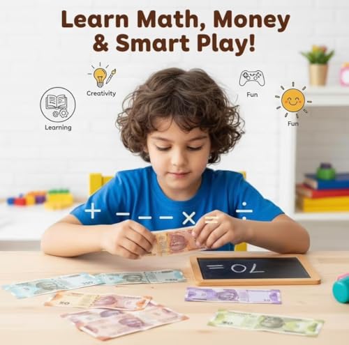 Image of Dummy Playing Money Notes Education Money(30*6=180 Note ) Lookalike Artificial Money for Kids to Play Note 10 20 50 100 200 500 Gag Toy(Multicolor) Artificial Currrency for Kids