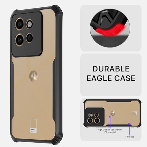 Image of Pikkme Crystal Clear Transparent Back Cover | Ultra Hyrbid | Full Camera Protection | Raised Edge | Bumper Case for Moto Edge 50 Neo 5G (Black)