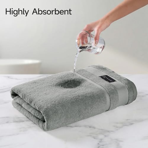 REDKISS Large Bath Towels Set 2 Piece, 100% Cotton, 31x63 in,Heavyweight 760GSM, Highly Absorbent & Quick Dry, Super Soft Luxury Bath Towel for Bathroom,Hotel Collection - Gray - Image 6