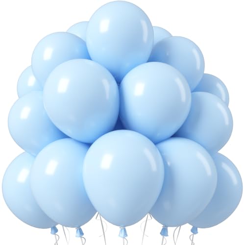 Image of Jobkoo Pastel Blue Balloons 12 Inch, 50Pcs Light Baby Blue Latex Balloons