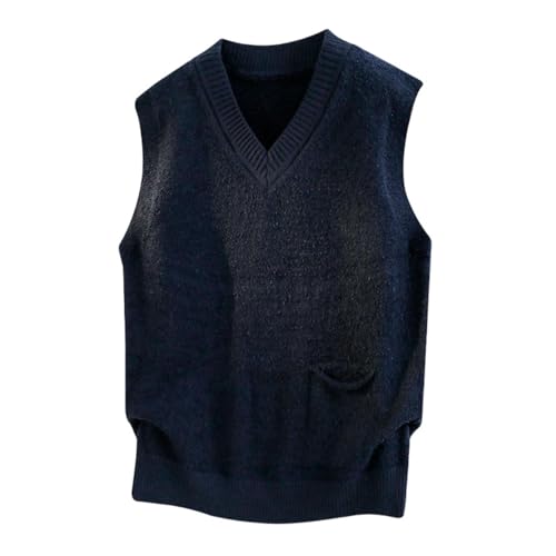 Chaleco de punto desgastado cuello en V para hombre de estilo retro urbano